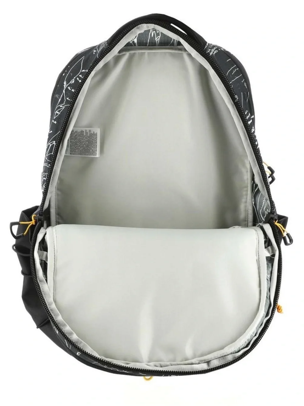 The North Face Borealis Black Backpack with Yellow Bungee in Anthracite Grey